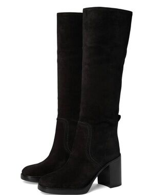Michael Kors Women's Black Suede Tall Block Heel Boots